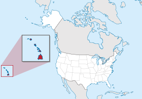 Carte des États-Unis avec le (en) State of Hawaii en rouge.SurnomThe Aloha StateEn français : « l'État d'Aloha »DeviseUa mau ke ea o ka aina i ka pono (hawaïen)« La vie du pays se perpétue dans la vertu »