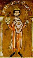 L’empereur Henri IV (miniature du XIe siècle).