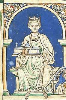 Henri II, extrait d'une miniature de lHistoria Anglorum de Matthieu Paris, vers 1250-1255.