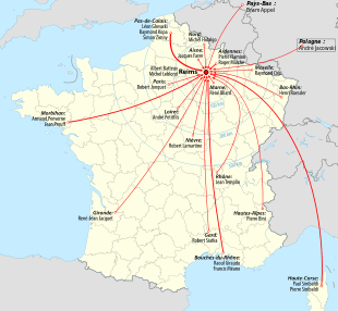 Carte de France des lieux d'origine des joueurs.