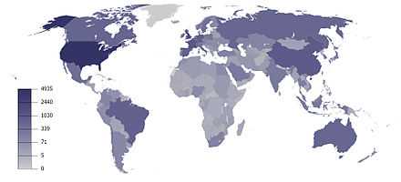 Carte des principaux pays d'accueil des IDE à fin 2013