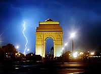 Lightning strikes near India Gate, New Delhi