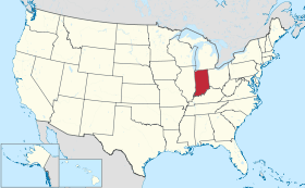 Carte des États-Unis avec l'Indiana en rouge.SurnomThe Hoosier State, Crossroads of AmericaEn français : « L’État du Hoosier, Le Carrefour de l’Amérique »DeviseThe Crossroads of America« Le Carrefour de l’Amérique »