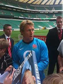 Photo de Jonny Wilkinson en pleine séance d'autographe