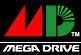 Image représentant une lettre M rouge et une lettre D verte stylisées sur un fond noir, avec le mot Mega Drive inscrit en dessous