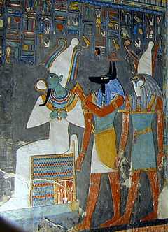 Anubis sur une photographie de la tombe du roi Horemheb