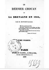 Couverture en noir et blanc d'un livre sans illustration sur lequel est écrit : Le dernier chouan ou la Bretagne en 1800, par Honoré de Balzac.