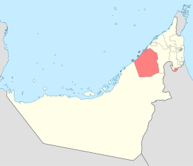 Localisation de l'émirat de Dubaï en rouge.