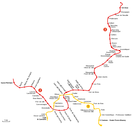 Tracé géographiquement exact des lignes 1 et 2