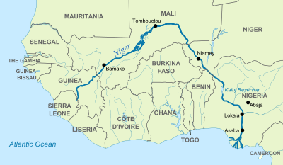 Le fleuve Niger avec les limites nationales