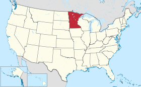 Carte des États-Unis avec le Minnesota en rouge.Surnom« North Star State », « The Land of 10,000 Lakes » ou « The Gopher State »En français : « "L'État de l'étoile du nord", "La terre aux 10 000 lacs" ou "L'État du géomys" »Devise"L'Étoile du nord"