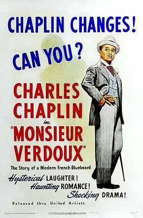 Affiche de film montrant Chaplin l'air arrogant dans un élégant costume blanc