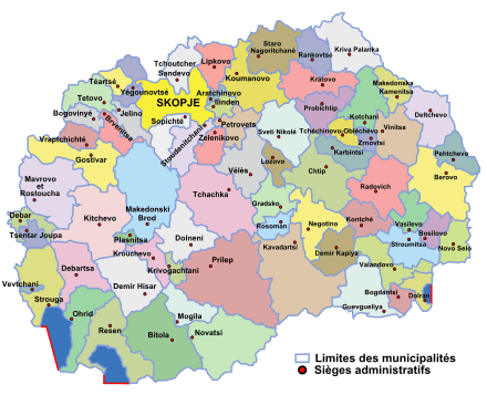 Carte des municipalités de Macédoine