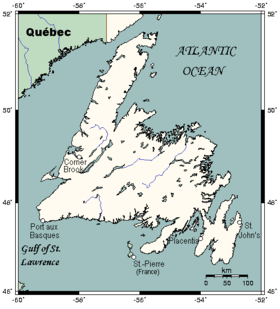 Carte de Terre-Neuve.