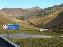 Panneau routier indiquant l'entrée dans le département de la Savoie près du col du Glandon