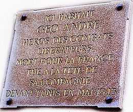 plaque commémorative à Géo André