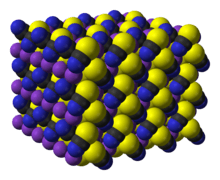 Image de synthèse de la structure du thiocyanate de potassium.