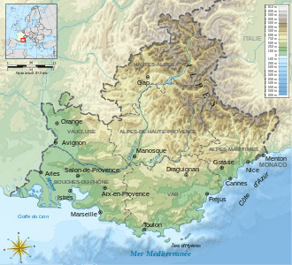 Carte topo de Provence-Alpes-Côte d'Azur