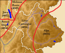 Carte des provinces géologiques européennes dans le département de la Savoie