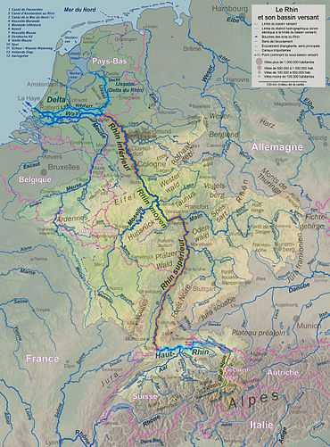 Cours et bassin versant du Rhin(voir aussi la carte détaillée)