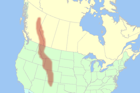 Carte de localisation du massif en Amérique du Nord.