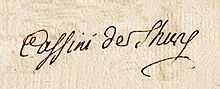 Signature de César-François Cassini