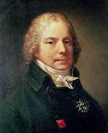 Portrait de Talleyrand, en buste, chevelure bouclée, foulard blanc noué autour du cou