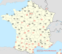 Carte des températures minimales relevées en France le 12 août 2003 (jour le plus chaud de l'année) d'après Météo-France