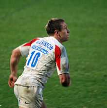 Jonny Wilkinson de dos portant le maillot des Newcastle Falcons