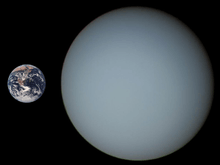 À gauche, la Terre apparaît plus petite qu'Uranus à droite.