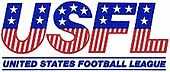 Logo de l'United States Football League reprenant les couleurs du drapeau des États-Unis sur ces initiales U.S.F.L.