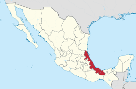 Localisation de l'État de Veracruz au Mexique