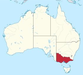 Localisation du Victoria (en rouge)en Australie