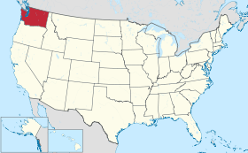 Carte des États-Unis avec le (en) State of Washington en rouge.SurnomThe Evergreen StateEn français : « "L'État vert" »DeviseAl-ki (Chinook)« "Bientôt" »