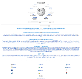 Détail du portail multilingue www.wikipedia.org, montrant les éditions de Wikipédia les plus fournies.